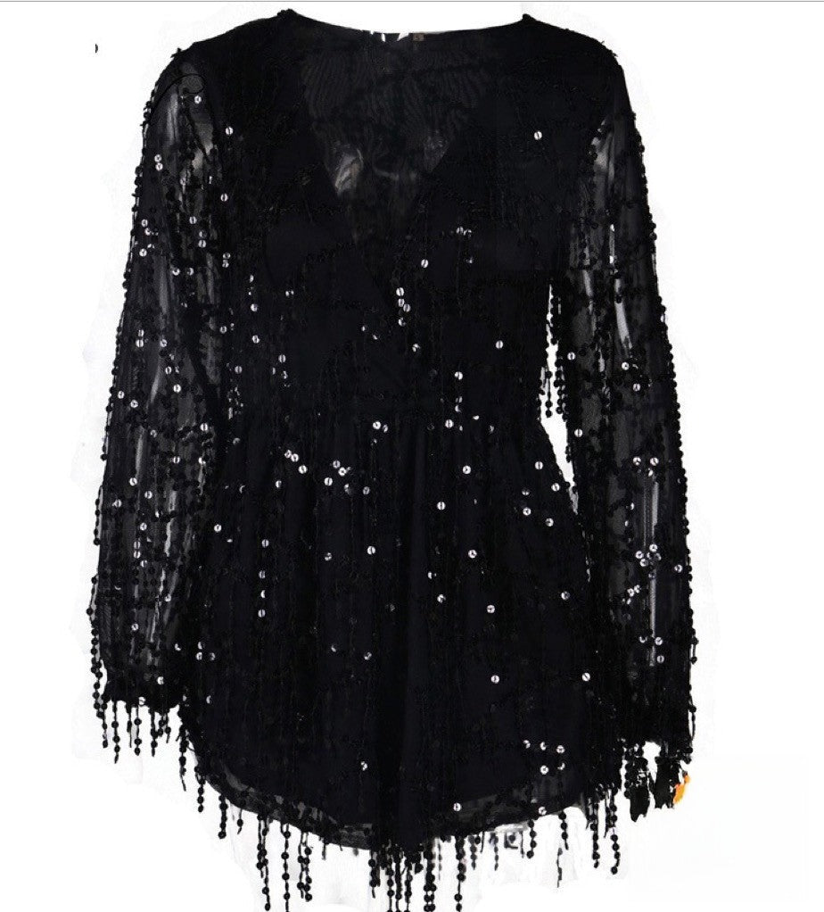 Sparkling long-sleeve onesie