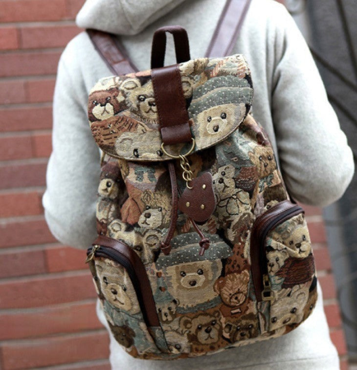 Zaino Bear Vintage - zaino ricamato boho | Dream Shop