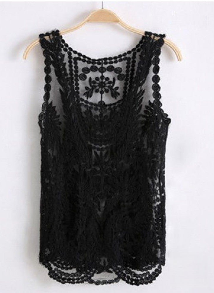 Stella maxitop canotta pizzo e tulle vista frontale — Dream Shop