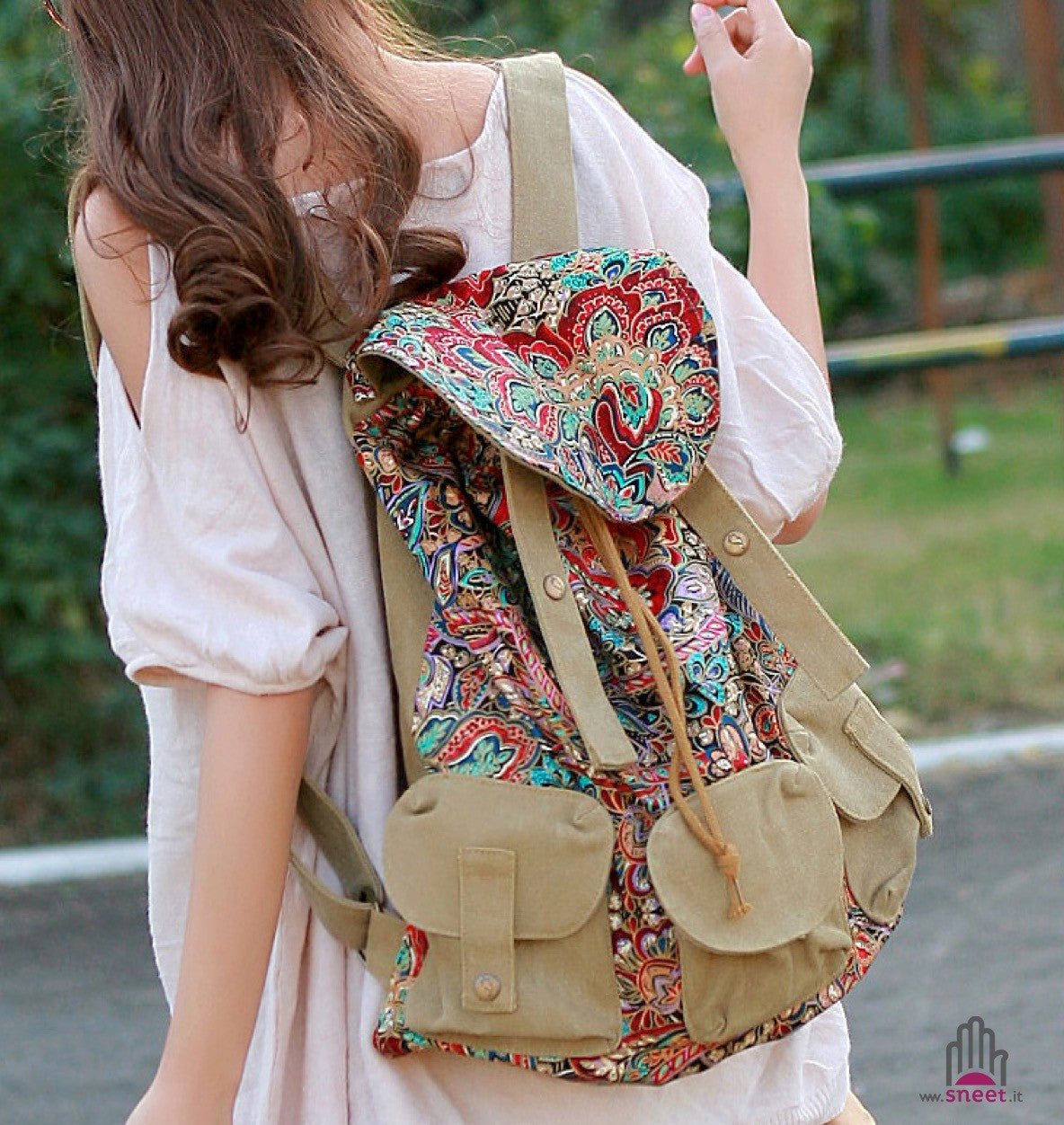 Zaino Oriental Vintage - zaino ricamato con tasche | Dream Shop
