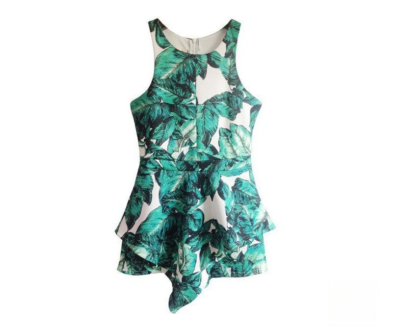 Tutina HAMAL cotone spesso shorts asimmetrico foglie — Dream Shop