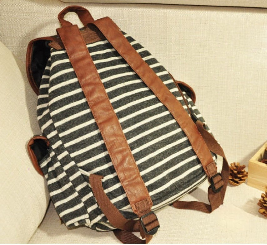 Zaino Vintage Stripe dettaglio inserto in pizzo panna — Dream Shop