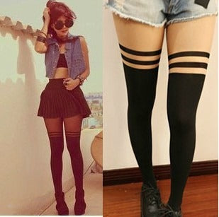Collant multiple righe effetto finto autoreggente sensuale — Dream Shop