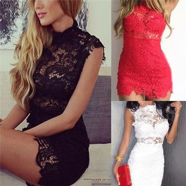 Vestito Pizzo Romantik Nero vista laterale | Dream Shop
