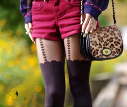 Collant giarrettiera cuori vista retro coscia — Dream Shop