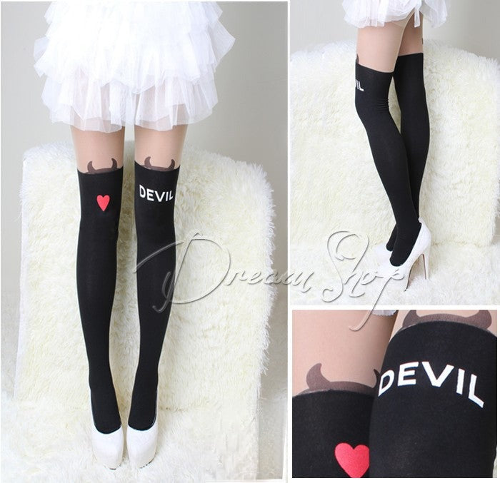 Collant devil dettaglio corna maliziose sulla coscia — Dream Shop