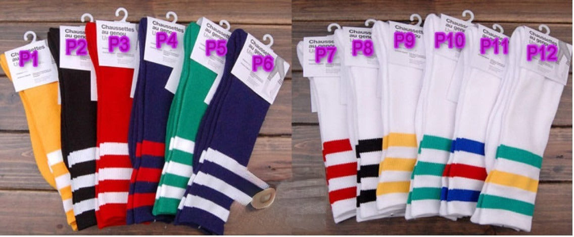 Calze spugna righe indossate look sporty — Dream Shop
