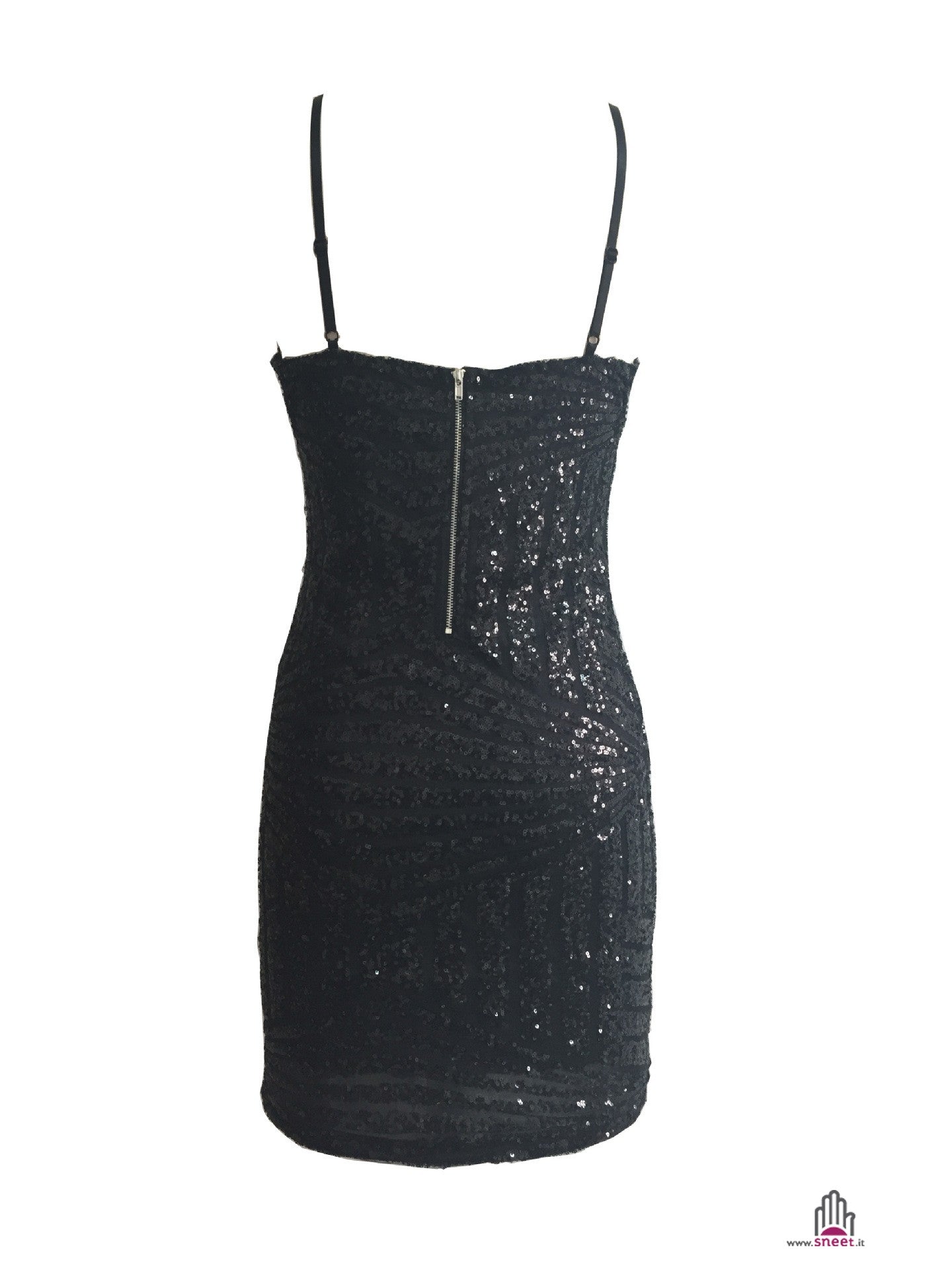 Sequin stripe V dress