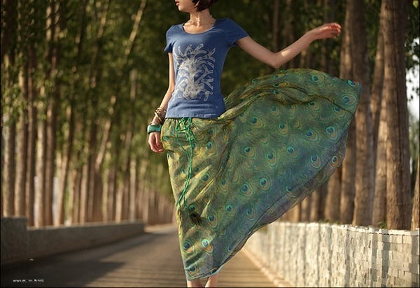 Peacock Dress — dettaglio fantasia colore 2 | Dream Shop