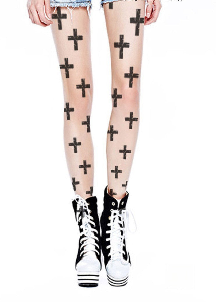 Collant big cross maxi croce effetto rovinato destroy — Dream Shop