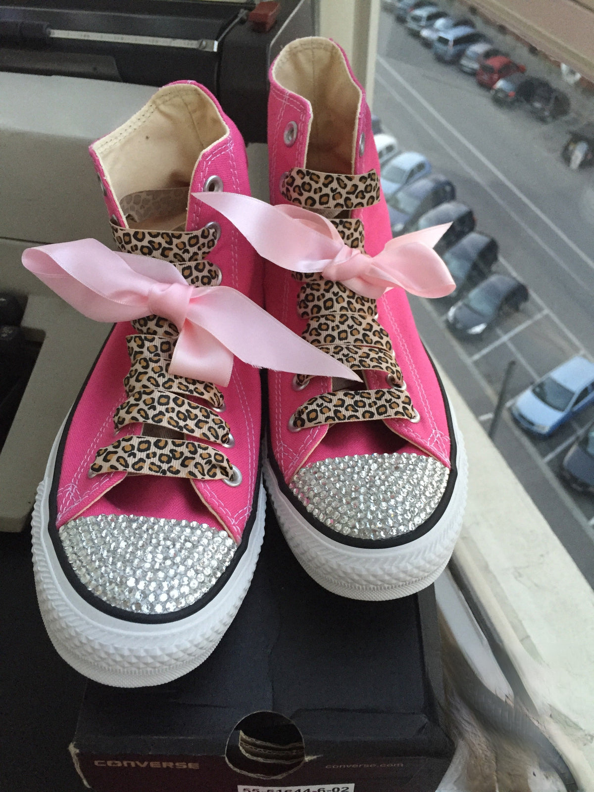 Converse All Star personalizzate Brillantini coppia vista dall'alto — Dream Shop
