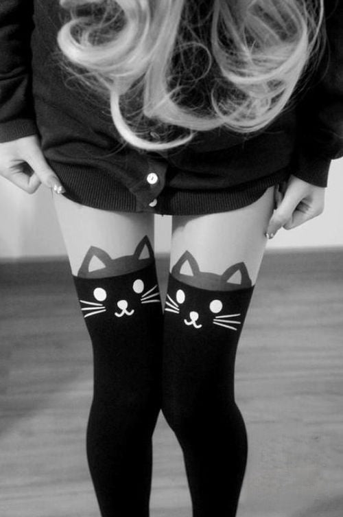 Collant cat transparent black velati trasparenti con gatto nero — Dream Shop