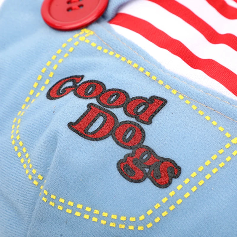 Dettaglio scritta Good Dogs sulla tasca del costume gatto Halloween — Dream Shop