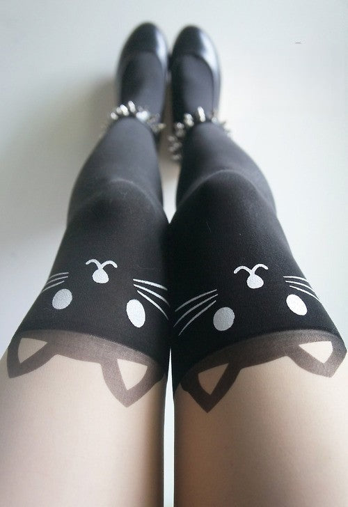 Collant cat transparent black stile sexy taglia unica — Dream Shop