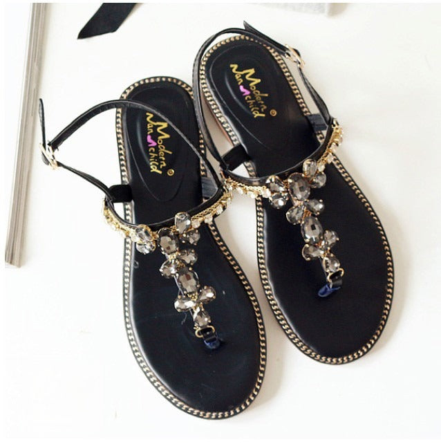 Sandalo gioiello Petrol con strass e catenella — Dream Shop