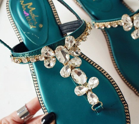 Sandalo gioiello Petrol dettaglio strass — Dream Shop