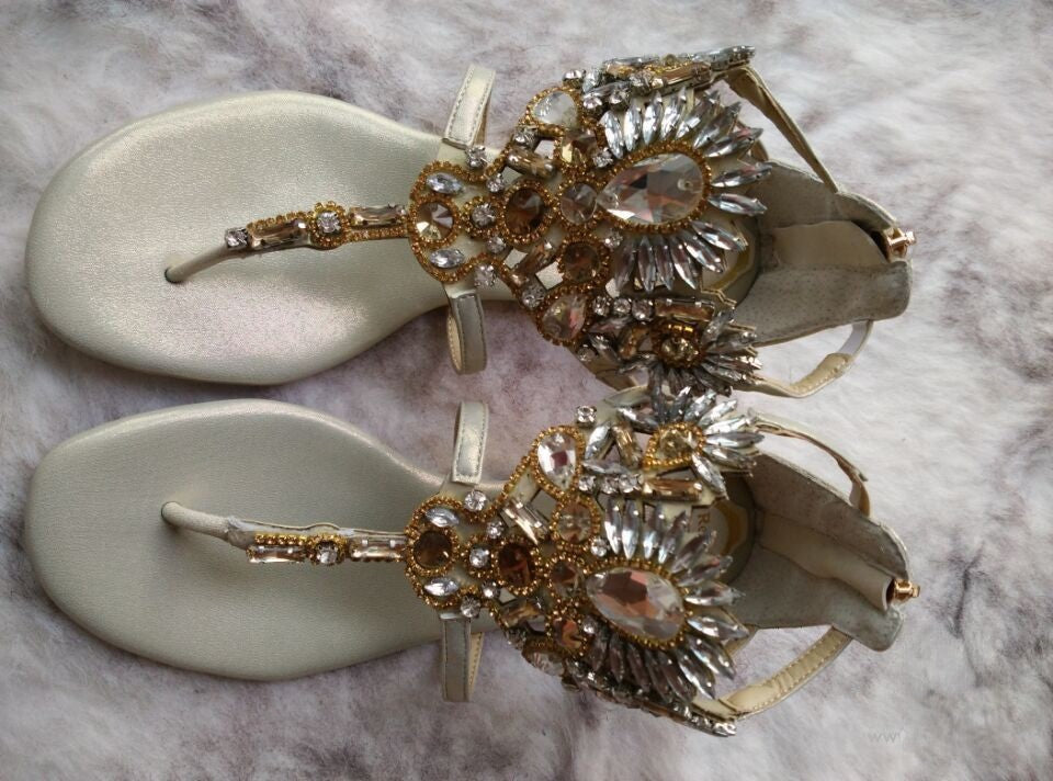 Sandalo gioiello Lola vista laterale pelle — Dream Shop