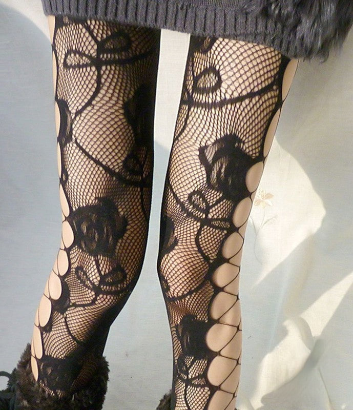 Collant pizzo velati fantasia effetto pizzo nero — Dream Shop