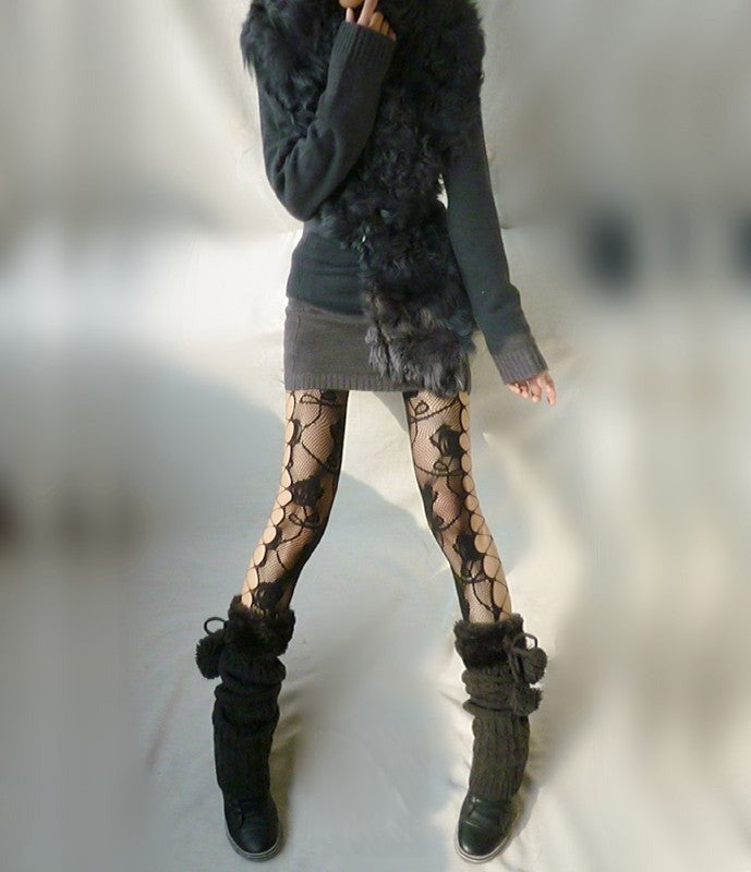Collant pizzo dettaglio ricamo effetto pizzo — Dream Shop