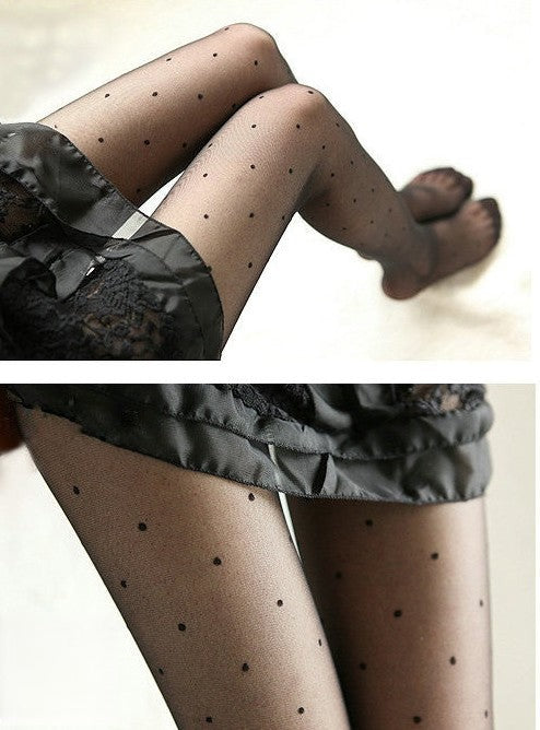 Collant Pois piccoli dettaglio micro pois sulla gamba — Dream Shop