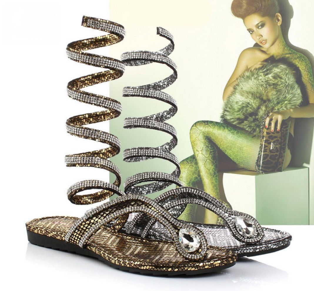 Sandalo gioiello snake argento dettaglio — Dream Shop