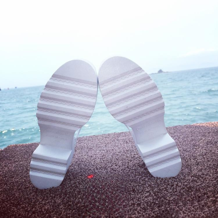 Sandalo zeppa in vera pelle con laccetti Mismo aperto donna Bianco vista laterale | Dream Shop