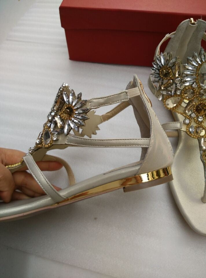 Sandalo gioiello Lola pelle beige dettaglio — Dream Shop