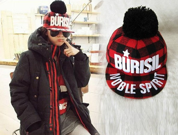 Cappellino Burisil tweed rosso-nero