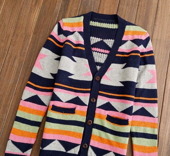 Tribeca Cardigan dettaglio fantasia geometrica extra | Dream Shop