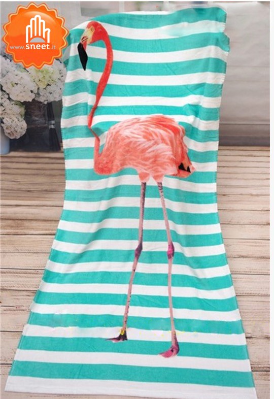 Flamingo stripe beach towel