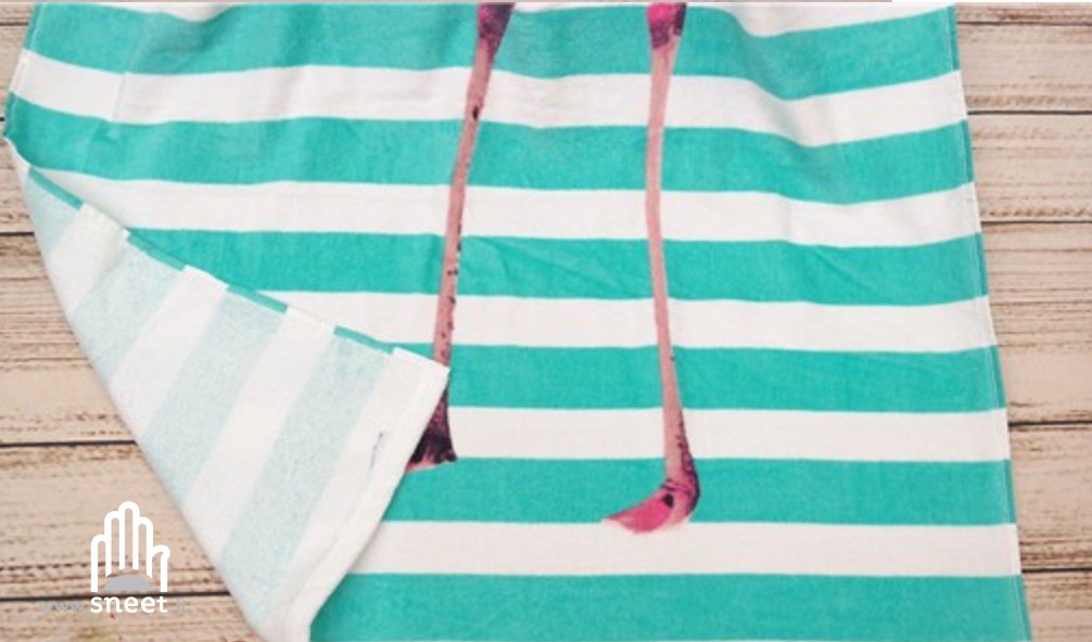 Flamingo stripe beach towel