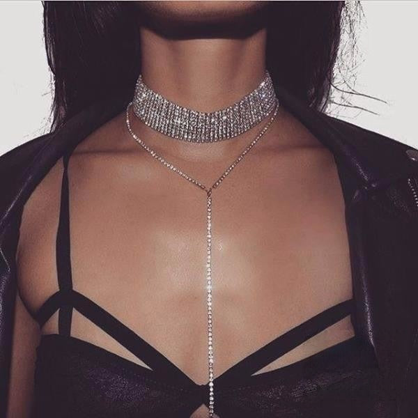 Collier pendente Opri - brillantinato con pendente lungo | Dream Shop