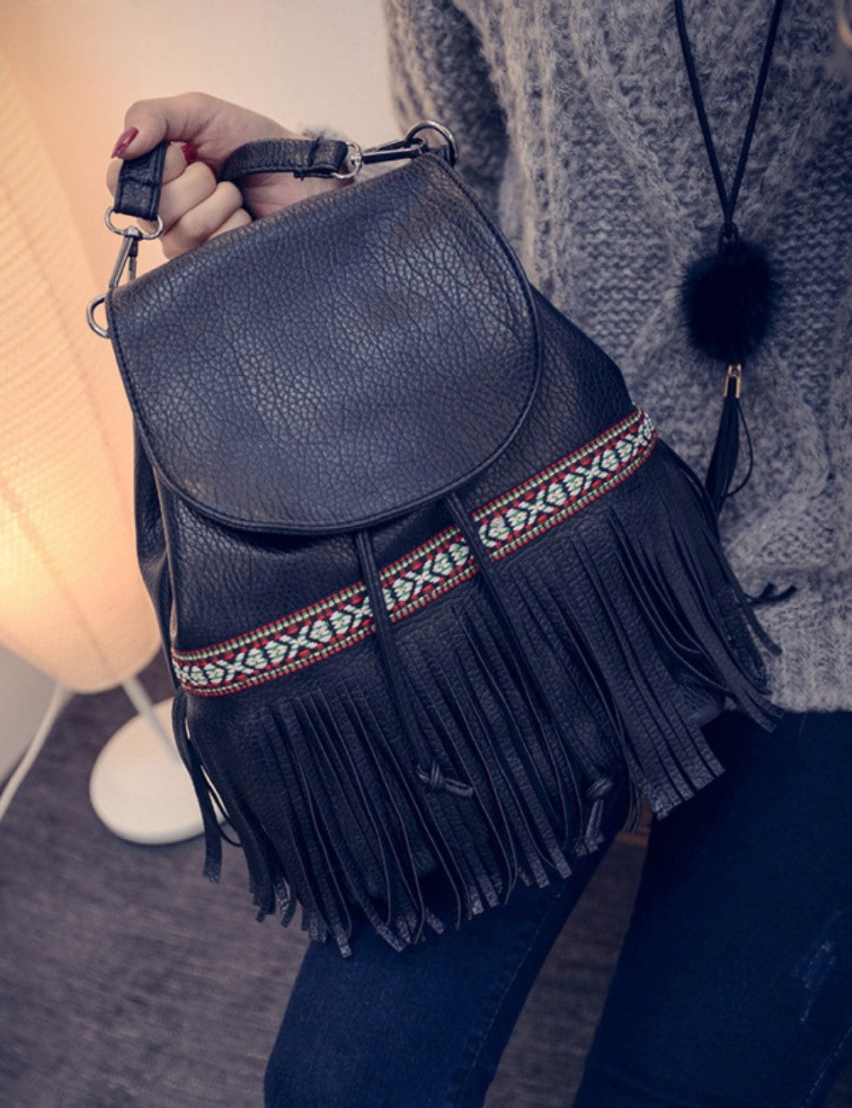 Zainetto etnik fringe con frange e decorazioni etniche — Dream Shop