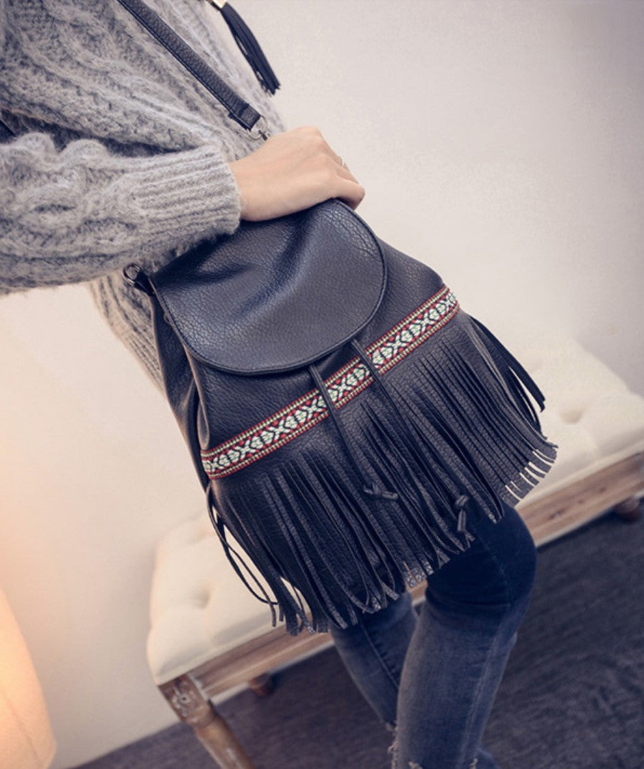 Zainetto etnik fringe dettaglio decorazioni etniche — Dream Shop
