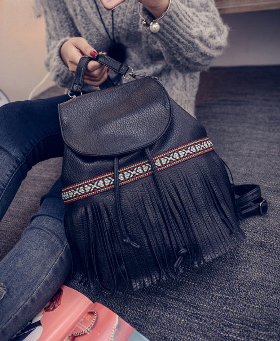 Zainetto etnik fringe vista frontale | Dream Shop