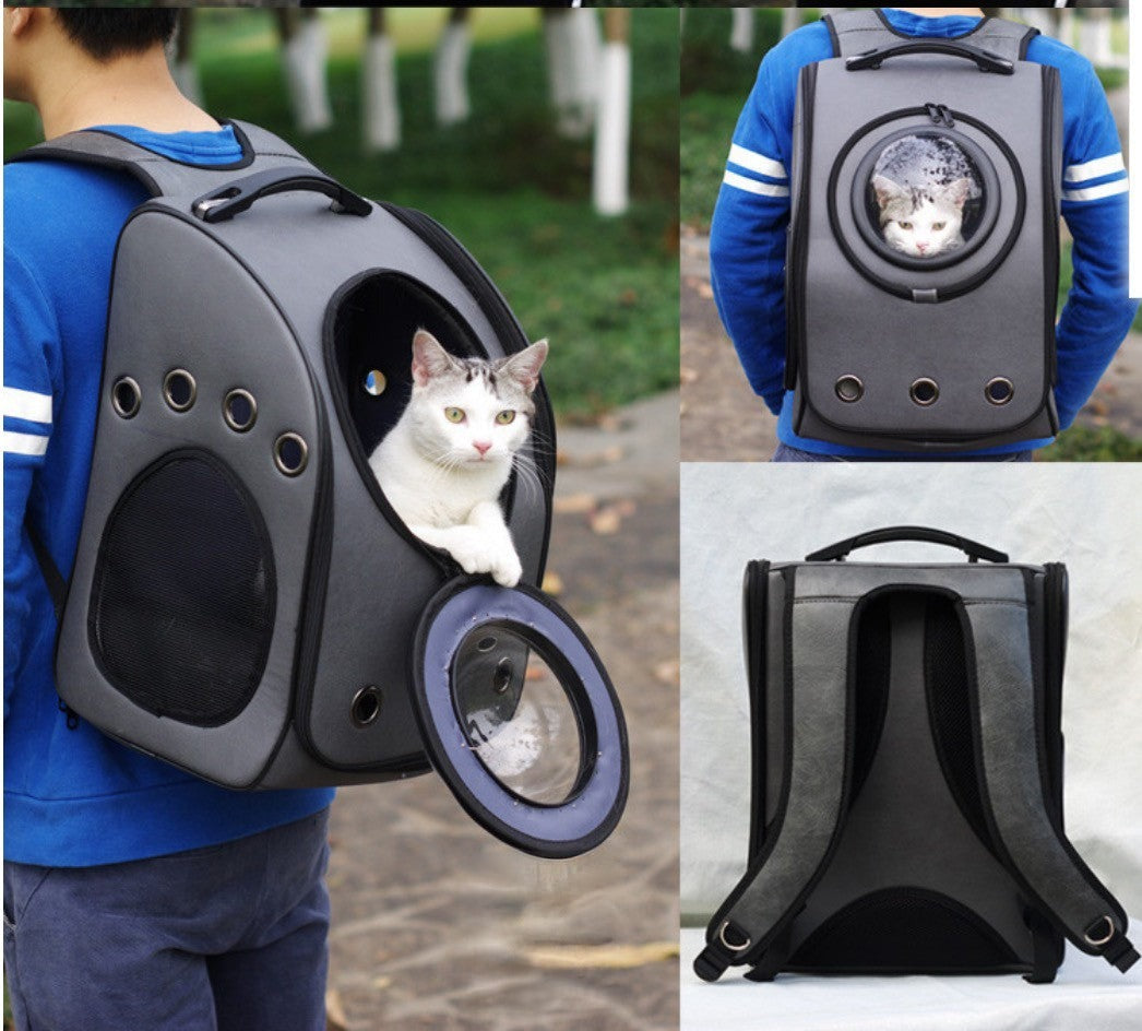 Zaino cat transport trasportino con oblo trasparente indossato con gatto — Dream Shop