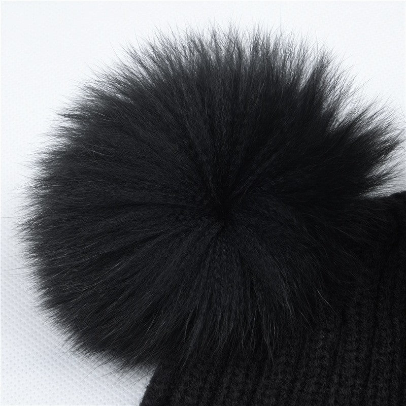 Adult double poo-pon cap