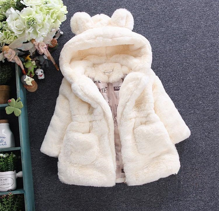 Pellicciotto bimbi bears azzurro con cappuccio orecchie orsetto — Dream Shop