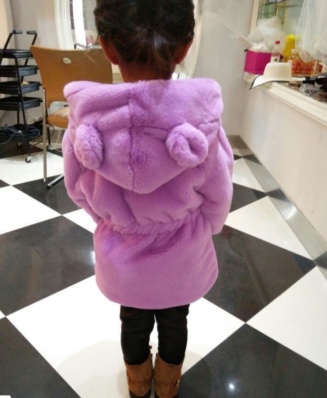 Pellicciotto bimbi bears panna dettaglio cappuccio orecchie — Dream Shop