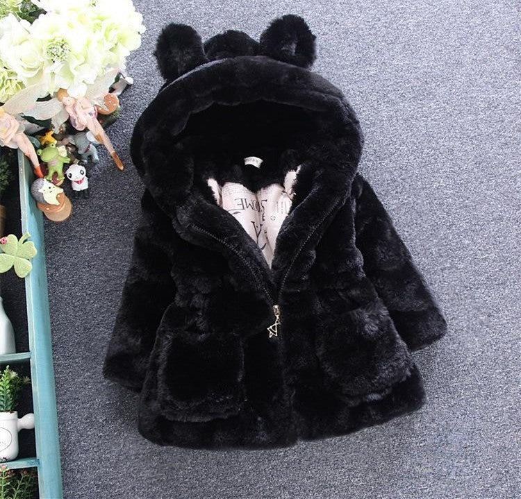 Pellicciotto bimbi bears rosa vista posteriore cappuccio — Dream Shop