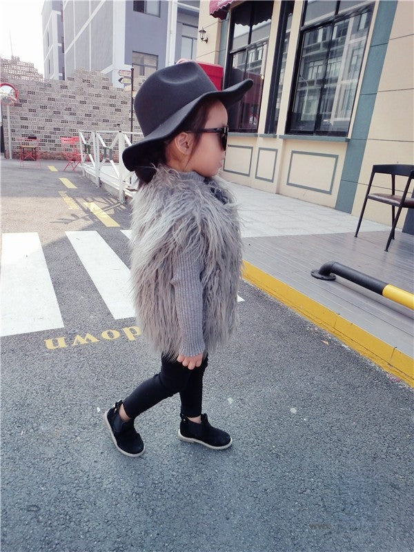 Smanicato pelliccia bimba Saira bianco a pelo riccio — Dream Shop