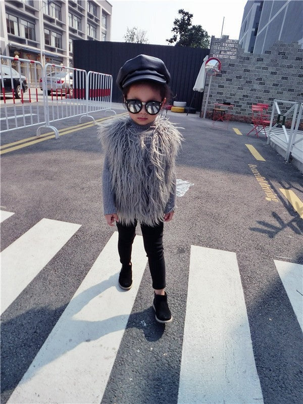 Smanicato pelliccia bimba Saira vista laterale — Dream Shop