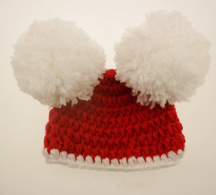Cappellino neonato rosa con pon-pon bianchi — Dream Shop