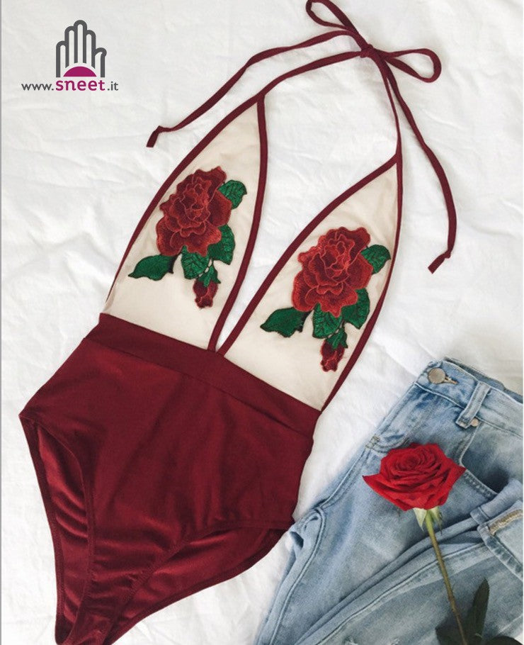 Body trasparent red roses