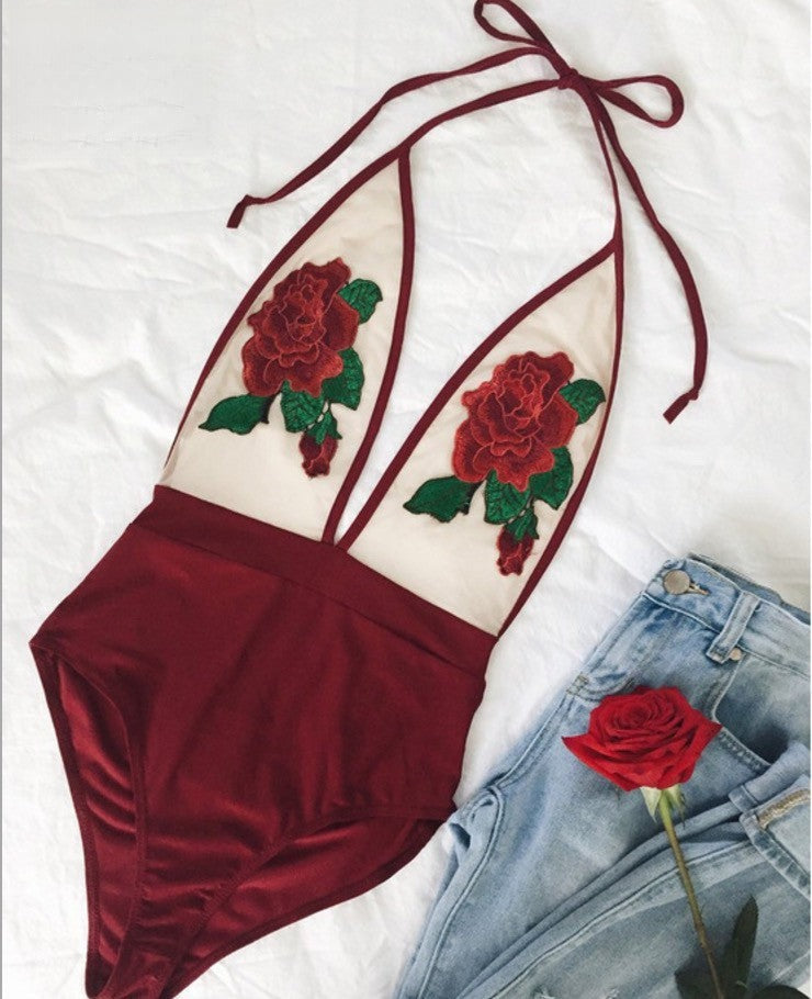 Transparent body with red roses, gallery S-M-L — Dream Shop