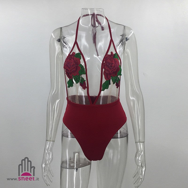 Body trasparent red roses