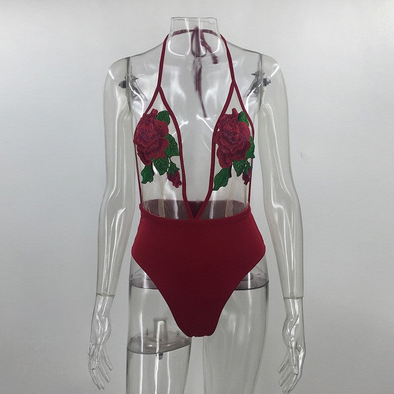 Body trasparent red roses — ricami rose rosse dettaglio | Dream Shop