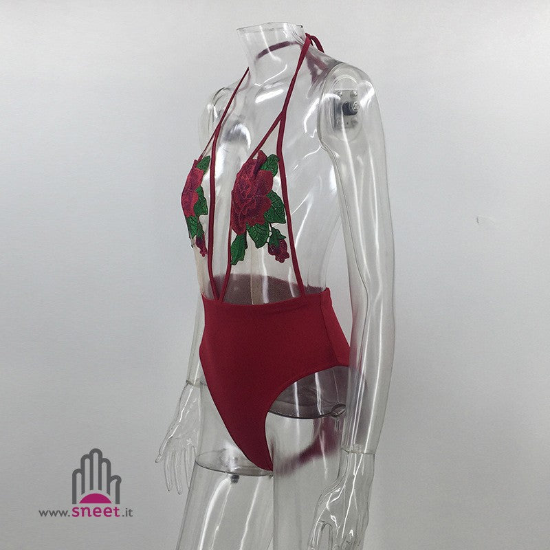 Body trasparent red roses