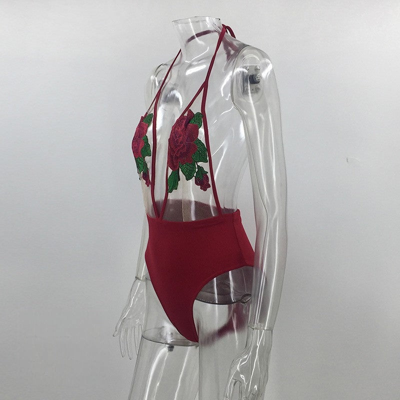 Body trasparent red roses — look mare costume | Dream Shop