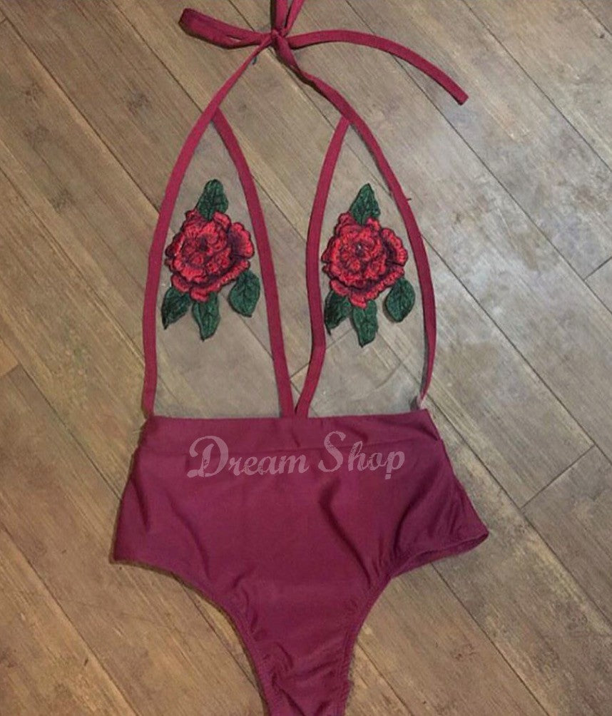 Body trasparent red roses